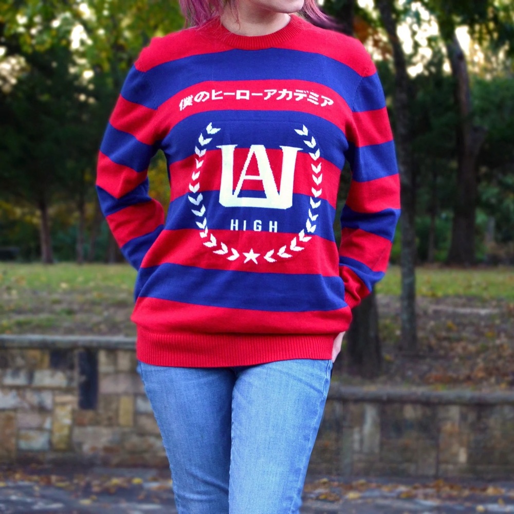 My Hero Academia Unisex varsity Todoroki Shoto theme Striped Christmas Sweater